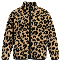 Plyšová bunda s leopardím vzorem