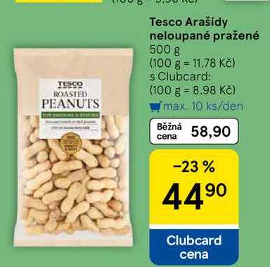 Tesco Arašídy neloupané pražené, 500 g