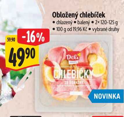 Obložený chlebíček, 2x 120-125 g