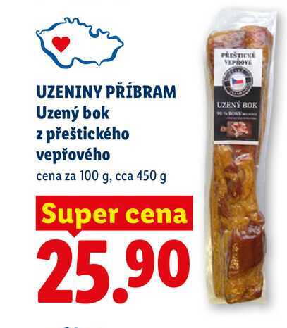 UZENINY PŘÍBRAM Uzený bok z přeštického vepřového, cena za 100 g