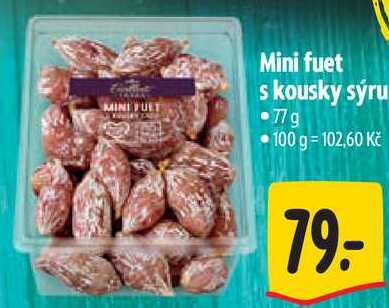 Mini fuet s kousky sýru, 77 g