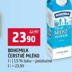 BOHEMILK ČERSTVÉ MLÉKO 1l 1,5% tuku polotučné