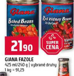 GIANA FAZOLE 425 ml/240 g vybrané druhy
