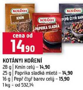 KOLÁNYI 25 g Paprika sladká mletá 16 g Pepř čtyř barev celý