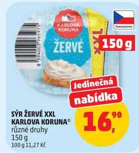 SÝR ŽERVÉ XXL KARLOVA KORUNA různé druhy, 150 g