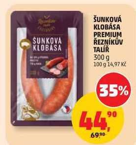 ŠUNKOVÁ KLOBÁSA PREMIUM ŘEZNÍKŮV TALÍŘ, 300 g