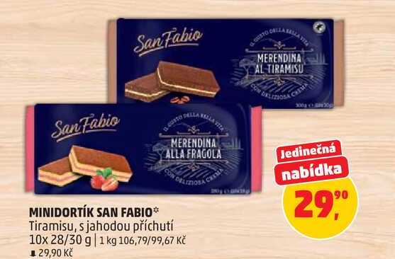 MINIDORTÍK SAN FABIO Tiramisu, s jahodou příchutí, 10x 28/30 g 