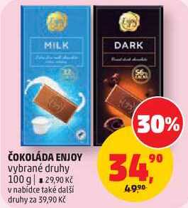 ČOKOLÁDA ENJOY vybrané druhy, 100 g