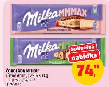 ČOKOLÁDA MILKA různé druhy, 250/300 g