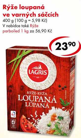 Rýže loupaná ve varných sáčcích, 400 g 
