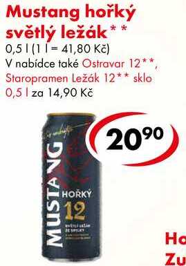 Mustang hořký světlý ležák, 0,5 l