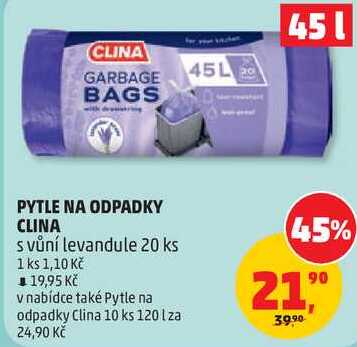 PYTLE NA ODPADKY CLINA s vůní levandule, 20 ks