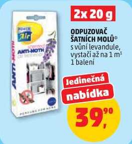 ODPUZOVAČ ŠATNÍCH MOLŮ s vůní levandule, vystačí až na 1 m³, 1 balení