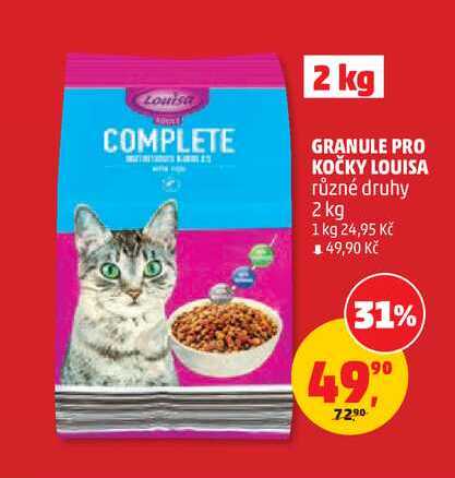 GRANULE PRO KOČKY LOUISA různé druhy, 2 kg