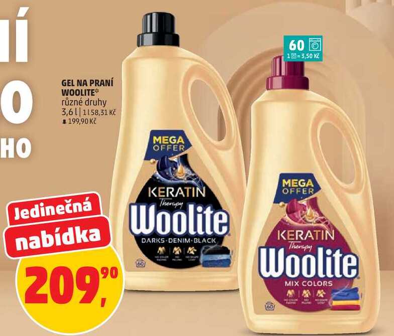 GEL NA PRANÍ WOOLITE různé druhy, 3,6 l