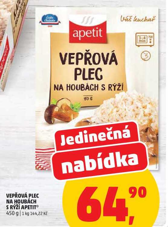VEPŘOVÁ PLEC NA HOUBÁCH S RÝŽÍ, 450 g