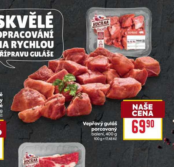 Vepřový guláš porcovaný balení, 400 g
