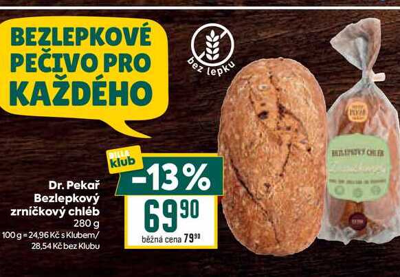 Dr. Pekař Bezlepkový zrníčkový chléb 280 g 