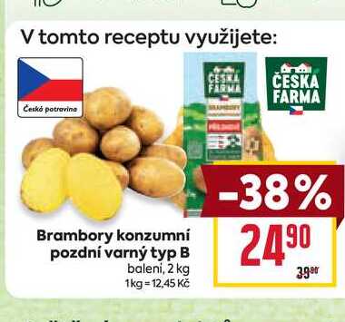 Brambory konzumní pozdní varný typ B baleni, 2 kg 