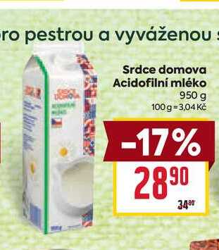 Srdce domova Acidofilní mléko 950 g 