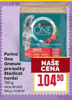 Purina One Granule pro kočky Sterilcat hovězí 750 g 