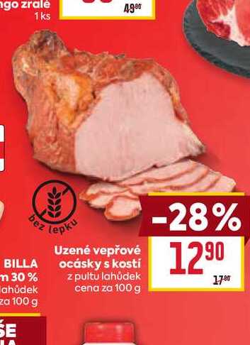 Uzené vepřové ocásky s kostí z pultu lahůdek cena za 100 g