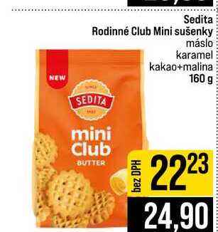 Sedita Rodinné Club Mini sušenky máslo karamel kakao+malina 160 g 