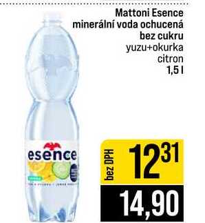 Mattoni Esence minerální voda ochucená bez cukru yuzu+okurka citron 1,5l