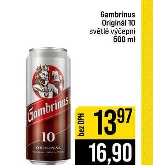 Gambrinus Originál 10 světlé výčepní 500 ml