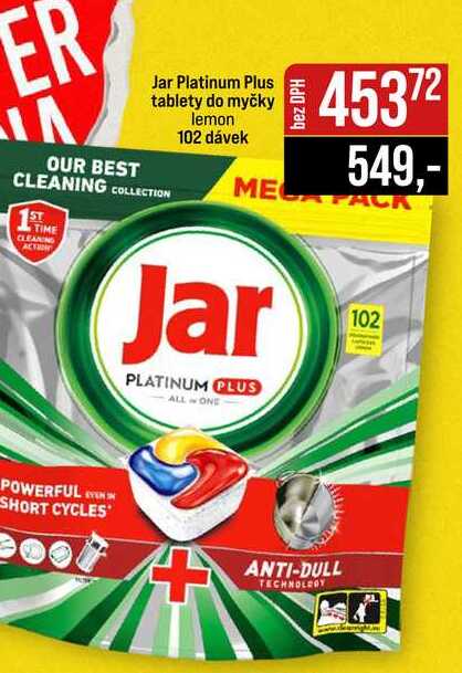 Jar Platinum Plus tablety do myčky lemon 102 dávek 