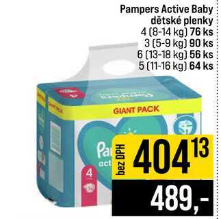 Pampers Active Baby dětské plenky 4 8-14 kg 76 ks 3 5-9 kg 90 ks 6 13-18 kg 56 ks 5 11-16 kg 64 ks 
