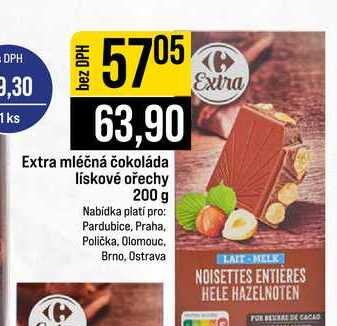 Extra mléčná čokoláda lískové ořechy 200 g
