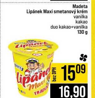 Madeta Lipánek Maxi smetanový krém vanilka kakao duo kakao+vanilka 130 g