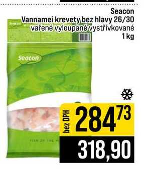 Seacon Vannamei krevety bez hlavy 26/30 vařené vyloupané vystřívkované 1kg 