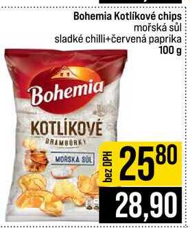 Bohemia Kotlíkové chips mořská sůl sladké chilli+červená paprika 100 g