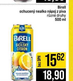 Birell ochucený nealko nápoj z piva různé druhy 500 ml