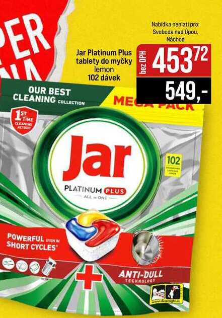 Jar Platinum Plus tablety do myčky lemon 102 dávek