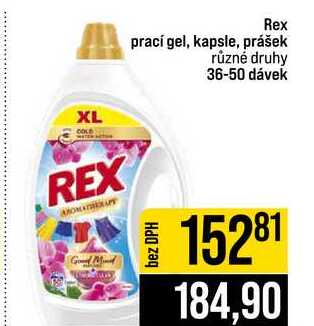 Rex prací gel, kapsle, prášek různé druhy 36-50 dávek