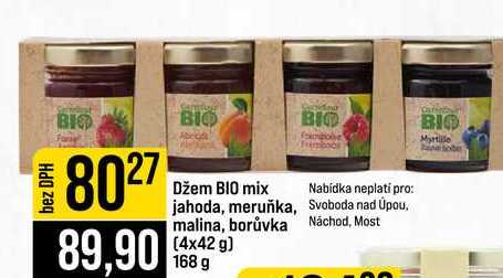 Džem BIO mix jahoda, meruňka, malina, borůvka (4x42 g) 168 g