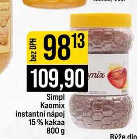 Simpl Kaomix instantní nápoj 15% kakaa 800 g
