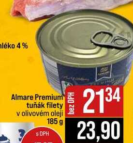 Almare Premium tuňák filety v olivovém oleji  185 g 