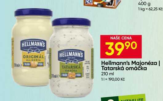 Hellmann's tatarská omáčka, majonéza 210ml, vybrané druhy