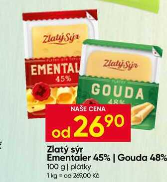 Zlatý sýr Ementaler 45% 100 g