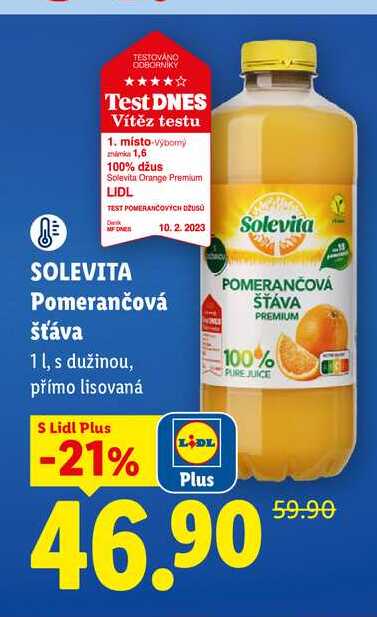 SOLEVITA Pomerančová šťáva, 1 l
