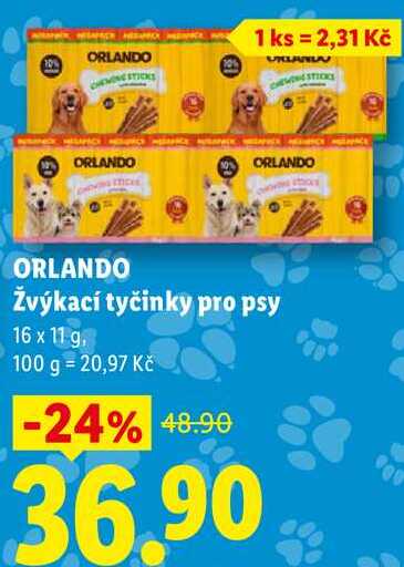 ORLANDO Žvýkací tyčinky pro psy, 16 x 11 g