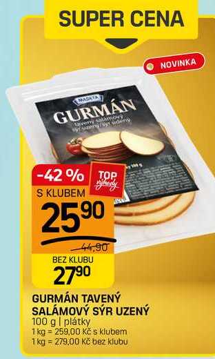 GURMÁN TAVENÝ SALÁMOVÝ SÝR UZENÝ 100 g | plátky