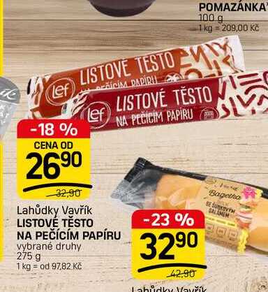 LISTOVÉ TĚSTO NA PEČÍCÍM PAPÍRU vybrané druhy 275 g