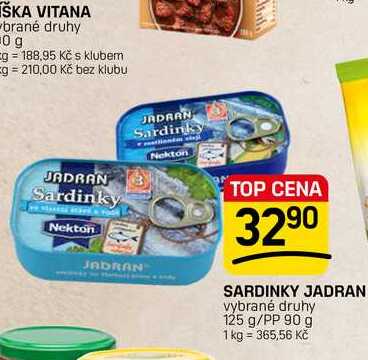 SARDINKY JADRAN vybrané druhy 125 g/PP 90 g