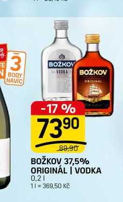 BOŽKOV 37,5% ORIGINÁL VODKA 0,2l