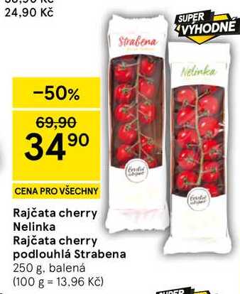 Rajčata cherry podlouhlá Strabena, 250 g